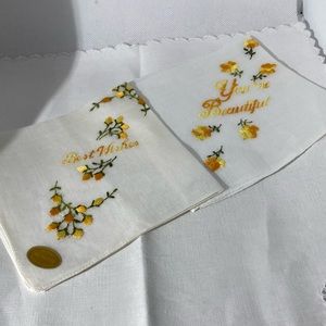 Vintage Switzerland lot of 2, Embroidered, NOS, Handkerchiefs, with labels.
